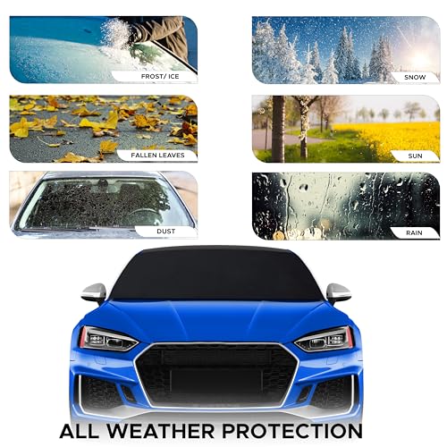 Image of EcoNour Windshield Cover for Ice and Snow | Easy-Install with Adjustable Hooks & Storage Bag | Ice & Snow Protection | Anti-Theft Windshield Covers