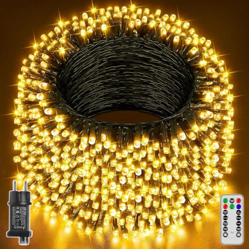 Hopexy Lichterkette Außen 50m 500 LED Warmweiß mit Fernbedienung & Timer – Ansicht 1