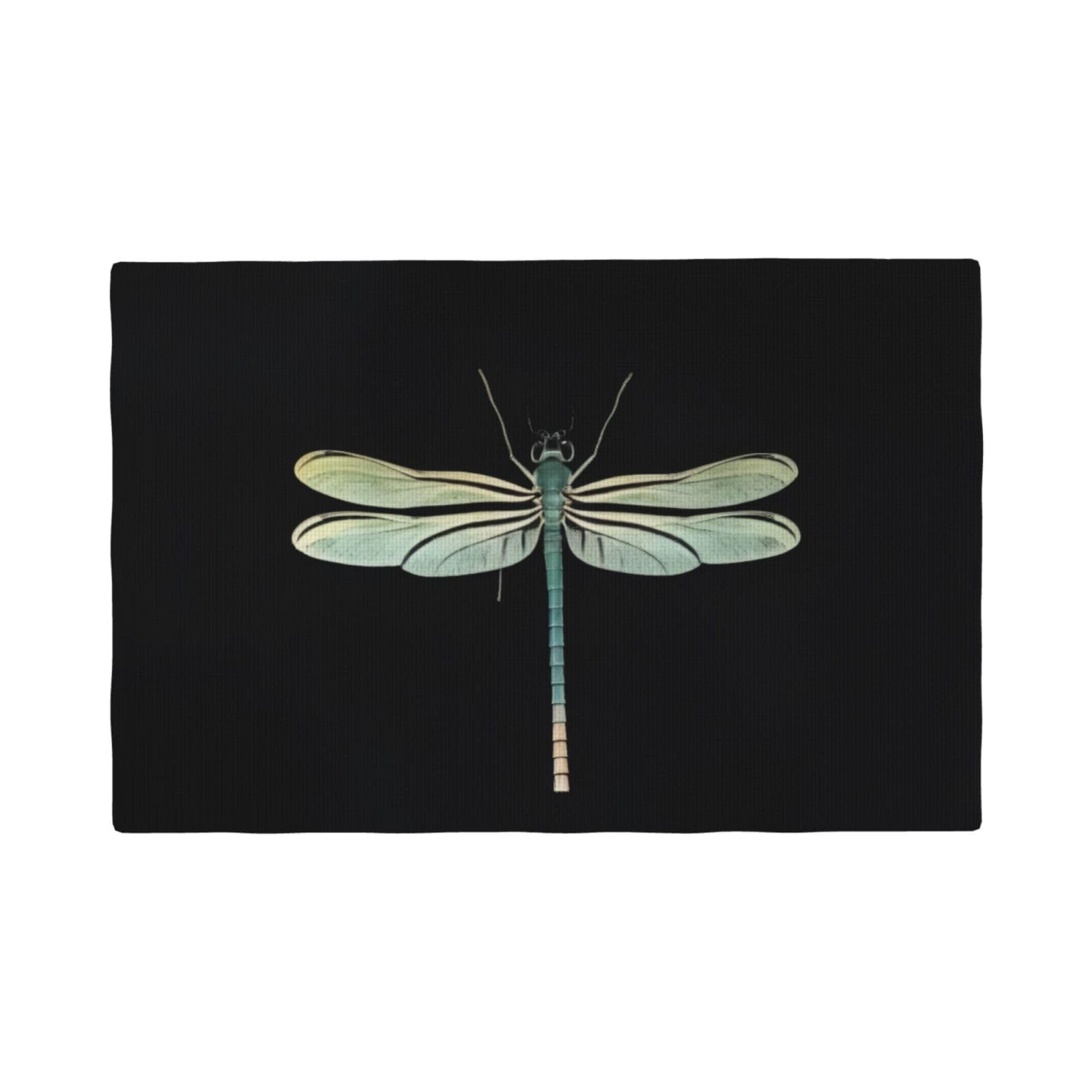 Dragonfly Black Imitation Linen Placemat â€“ Elegant Double-Sided Printed Table Mat for Home, Dining, Weddings