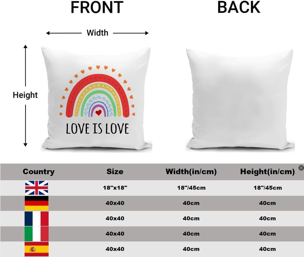 HUASHUZI Cushion Cover Rainbow Gifts Colourful Bright Rainbow Accessories Decorations Throw Pillow Case Decor Home for Livingroom Couch Sofa 18"x18"(45x45cm) - Image 2