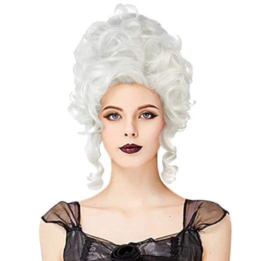18th Century Baroque Marie Antoinette Wigs Ladies Adult Halloween Cosplay Accessories (Ivory)