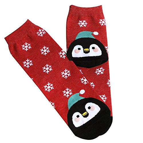 Preisvergleich Produktbild TUDUZ Unisex Weihnachtssocken Christmas Socks Bunte Socken Sneakersocken Lustige Socken Weihnachtsmotiv Drucken Socken Festlicher Weihnachten Geschenkideen für Damen und Herren (Rot)