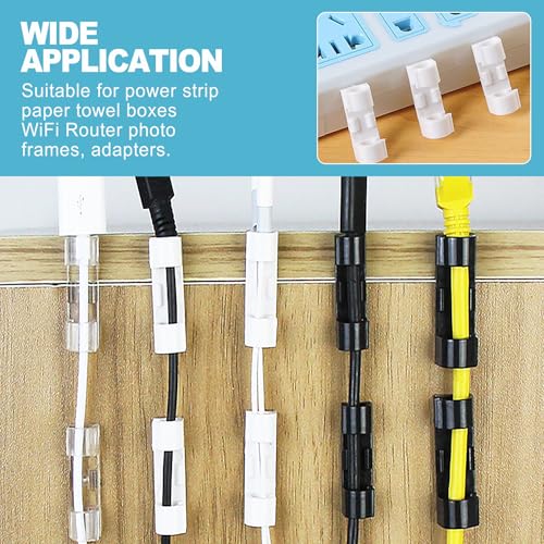 CoguZed Set de 10 Piezas Organizadores Adhesivos para Regleta de Energía con 40 Clips para Cables - Organizador para Protector contra Sobretensiones y Extensión para Oficina y Hogar miniatura 5