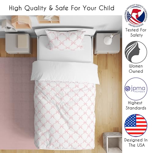 Image of Sweet Jojo Designs 5-Piece Toddler Bedding Set (Pink Bows) for Girls, Kids incl. Bed in a Bag Comforter, Blanket, Pillowcase, Sham & Sheets (Bow for the Ballerina, Ballet Dancer, Princess Collection)