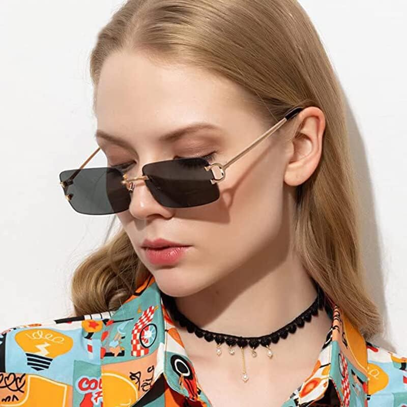 JUDOO Retro Rimless Rectangle Sunglasses for Men Women Trendy Frameless Tinted Lens Eyewear image 3 of 9 B09SFWXMYV