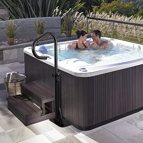 Towallmark 20240306001 600Lbs Capacity Hot Tub Handrail 57"H Safety Handrail Pivots 360 Rotatable Adjustable Height Spa Hot Tub Handrail Slide-Under Base thumb #6