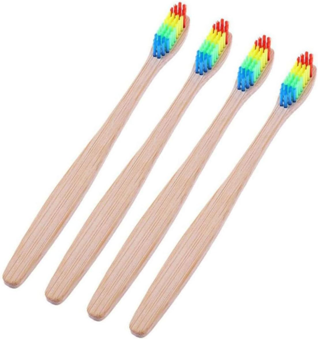 4pcs Colorful Natural Toothbrushes for Adults Ergonomic Anti-Slip Handles Biodegradable Manual Travel Toothbrush for Home College Deep Cleaning Oral Care