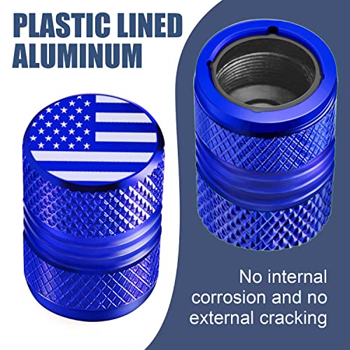 Image of Tire Valve Stem Caps for Car American Flag Tires Air Caps Cover 8 Pack Corrosion Resistant Premium Alloy Universal for SUV Truck Motorcycle Bike Blue