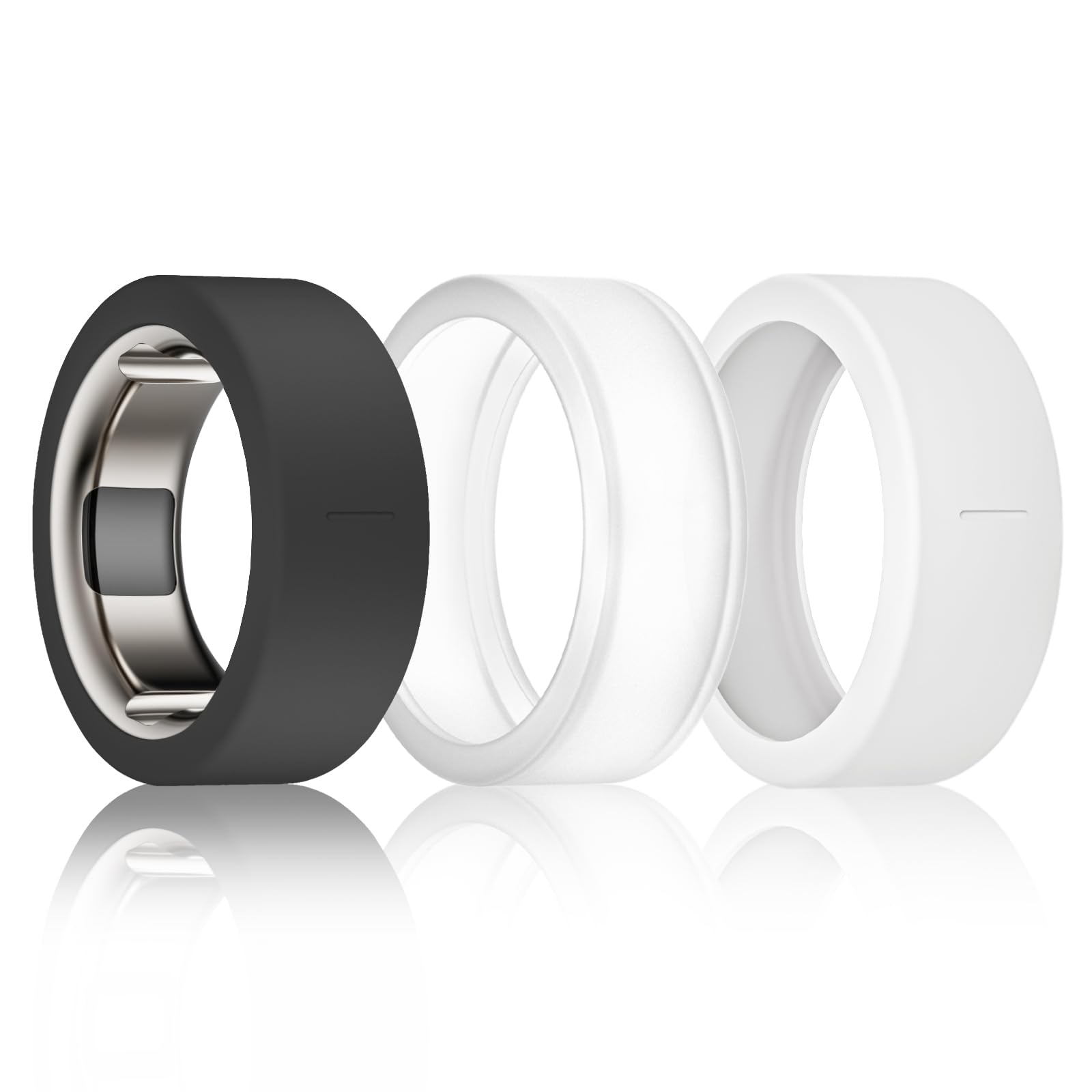 BandSmith Silicone Ring Cover Compatible with Oura Ring Protector, Elastic Case for Oura Ring Gen 4/3 Working Out - Patent Protected (Black+Clear+White, M for 11/12/13) โ image 1