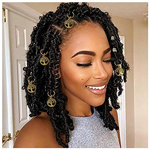 Woeoe Braid Charms Gold Hair Rings Jewelry Braids Clips Dreadlock Accessories for Women and Girls (Pack of 5) (Tree of life)