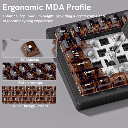 Image of dagaladoo Clear keycaps,Transparent Keyboard keycaps,Jelly Key caps Set,Shine Through keycap,MDA Profile Keyboard caps for Mx Switches Mechanical Keyboard(Brown)