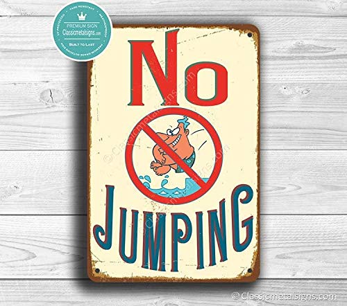 Deca Moda NO Jumping Sign, Pool Signs, No Jumping Sign, Vintage Style No Jumping Signs, Swimming Pool