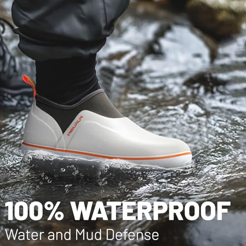 Furuian Deck Shoes Men's Short Rain Boots Waterproof Shoes Rubber Deck Boots Lightweight Fishing Rain Shoes Non-slip Fishing Boots for Gardening Outdoor Mud Walking3