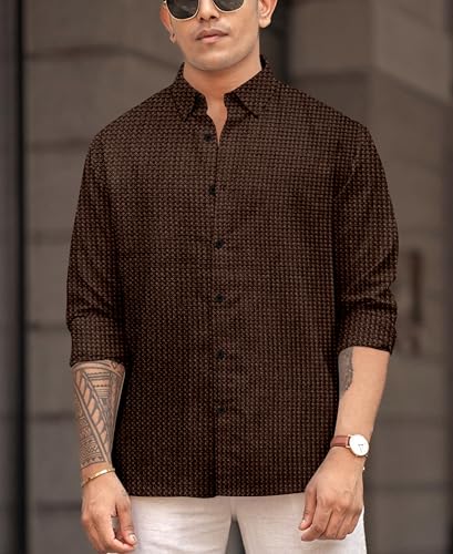 Image of Men's Casual Regular Fit Full Sleeve Collared Shirt, Stylish Fashion Wear