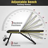 Klappbare Hantelbank, Multifunktion Trainingsbank Fitnessbank for Hause Gym, Verstellbare Schrägbank Flachbank für Ganzkörperübungen , bis 250kg belastbar, 6-Fach Rückenlehne verstellbar - 3