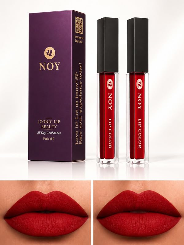 NOY Red Matte Finish Lipstick Long-Lasting Intence Pigment Liquid Lipstick Pack of 2-image-12
