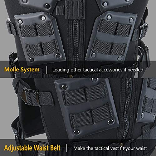 Airsoft Paintball Adjustable Tactical Vest, CS Field Outdoor Training With Pocket Board Chest Protector Adult BlackVest - Image 6