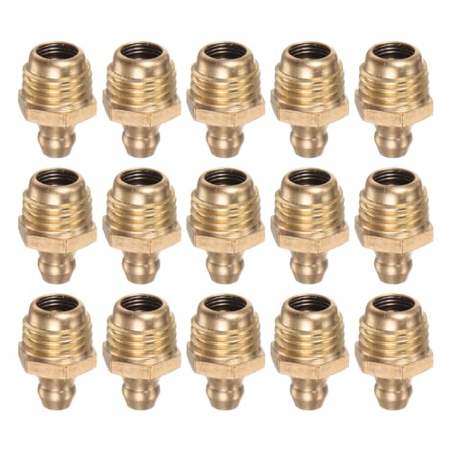 Image of HARFINGTON 15pcs Brass Straight Grease Fitting M12x1.5mm Metric Thread Hydraulic Grease Nipple Accessories for Car