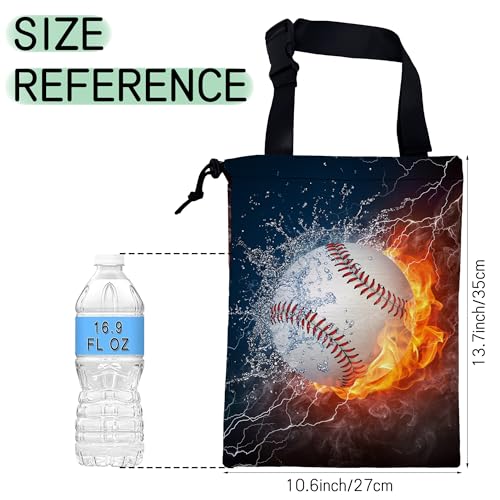 Image of Baseball Ball Car Garbage Bag,Fire Ball Waterproof Small Car Trash Bag Hanging Back of Seat,Drawstring Hanging Car Trash Bag with Adjustable Buckle for Car Accessories
