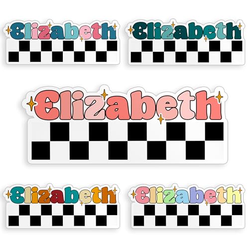 Personalized Name Sticker Custom Name 2K Checkered Sticker Retro Colors Name Waterproof Die-Cut...