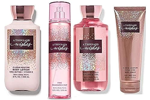 Bath and Body Works A Thousand Wishes Gift Set- Body Lotion, Shower Gel, BodyCream,Fine Fragrance Mist - FULL SIZE