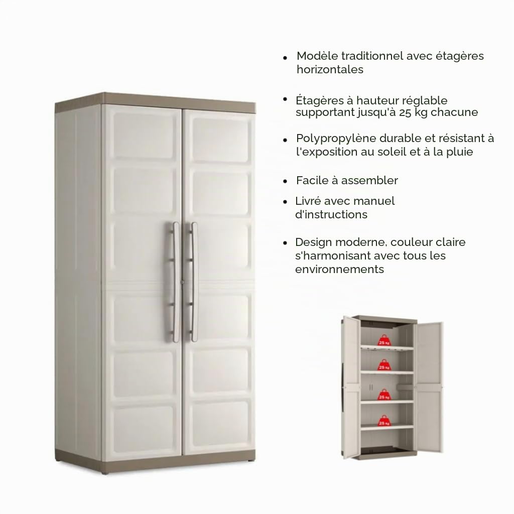KETER | Armoire haute XL EXCELLENCE 89x54x182 Sable/Terre