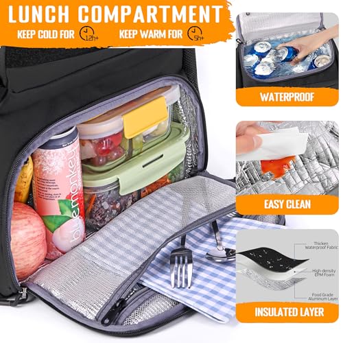 Lunch Box Backpack for Men, Tactical Cooler Backpack with Laptop Compartment Leakproof RFID Lunchbox Bag for Work3