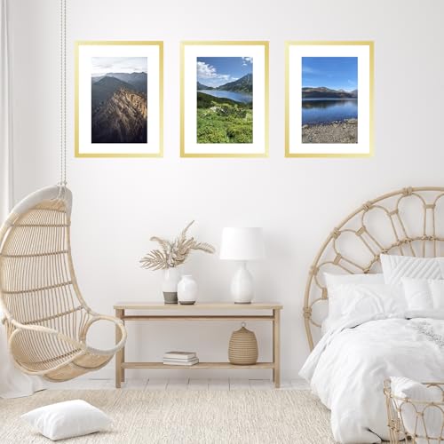 Image of JCJMY 19x25 Picture Frame with 16x22 Mat, Display Photo 16x22 with Mat or 19 x 25 Without Mat, Wall Hanging Large 19 by 25 Poster Frame with Plexiglass, Gold