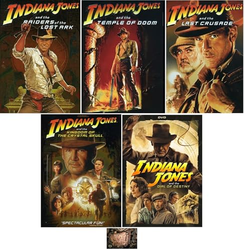 Indiana Jones Harrison Ford The Complete Collection Raiders Lost Ark, Temple Doom, Last Crusade, Crystal Skull, Dial Destiny 5 DVD Set