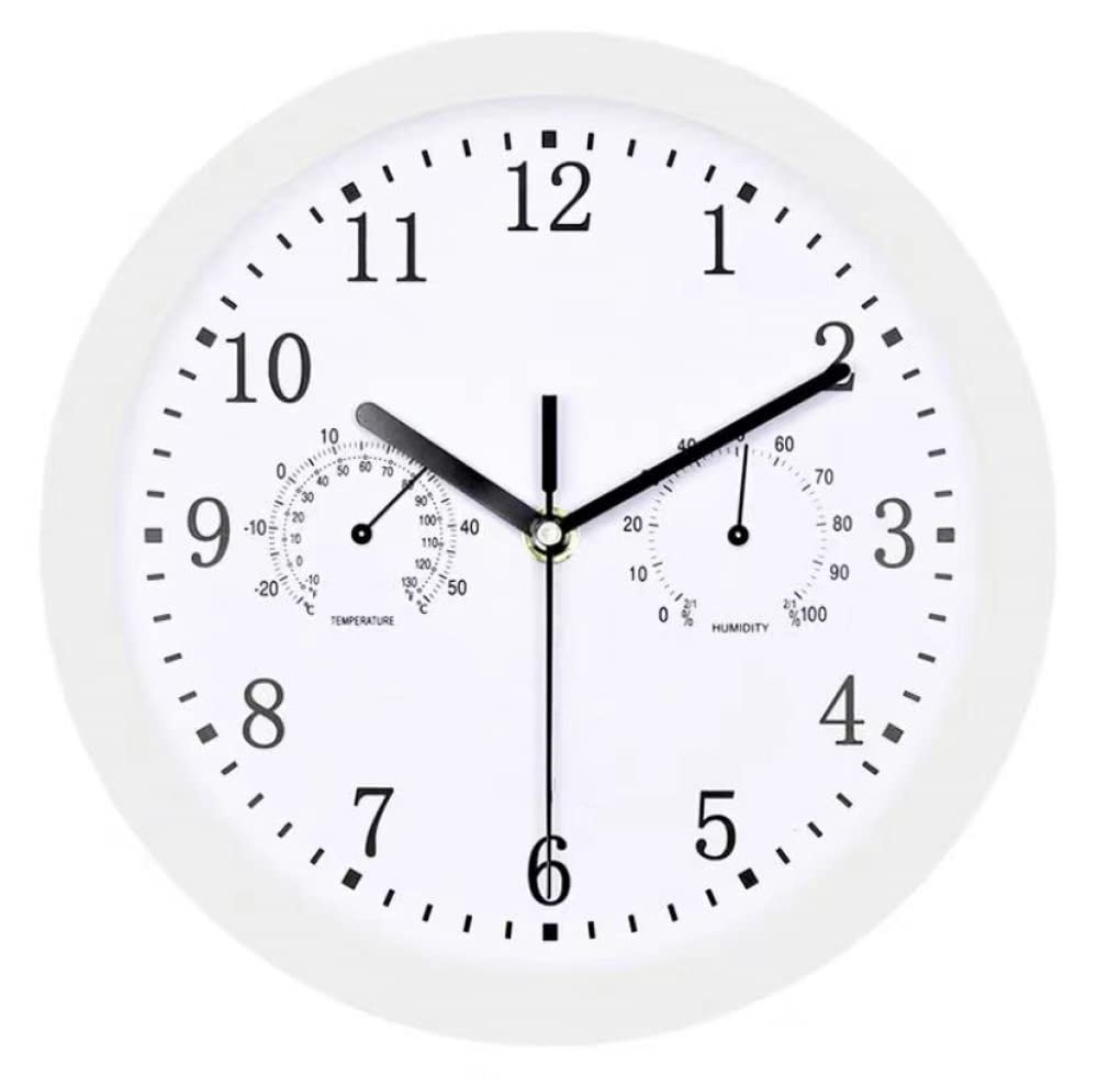 Lwlylchbm White Outdoor Garden Wall Clock, 10 Inch Large Mute Garden Clock With Thermometer And Hygrometer Indoor Outdoor Clock Outdoor Outdoor Clock