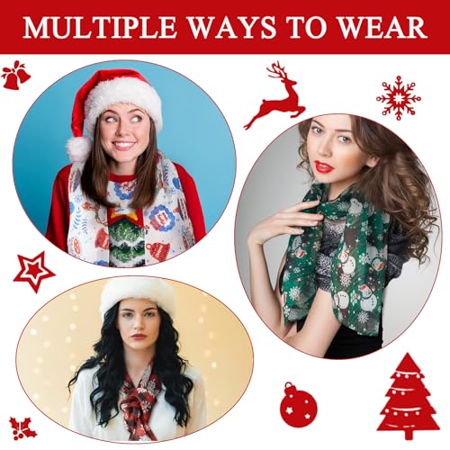 Shinymoon 8 Pcs Christmas Scarf for Women Soft Lightweight Scarf Winter Holiday Scarves for Xmas Decoration Present3