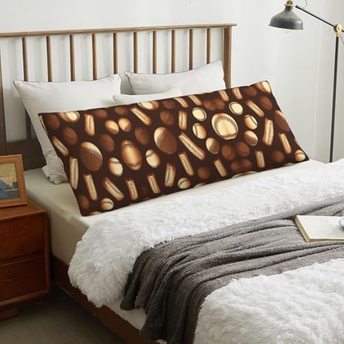 Housse de coussin rétro marron avec imprimé baseball vintage - 8