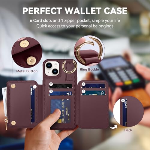 Coque iPhone 13 et 14 bordeaux Kuafcase protection fine