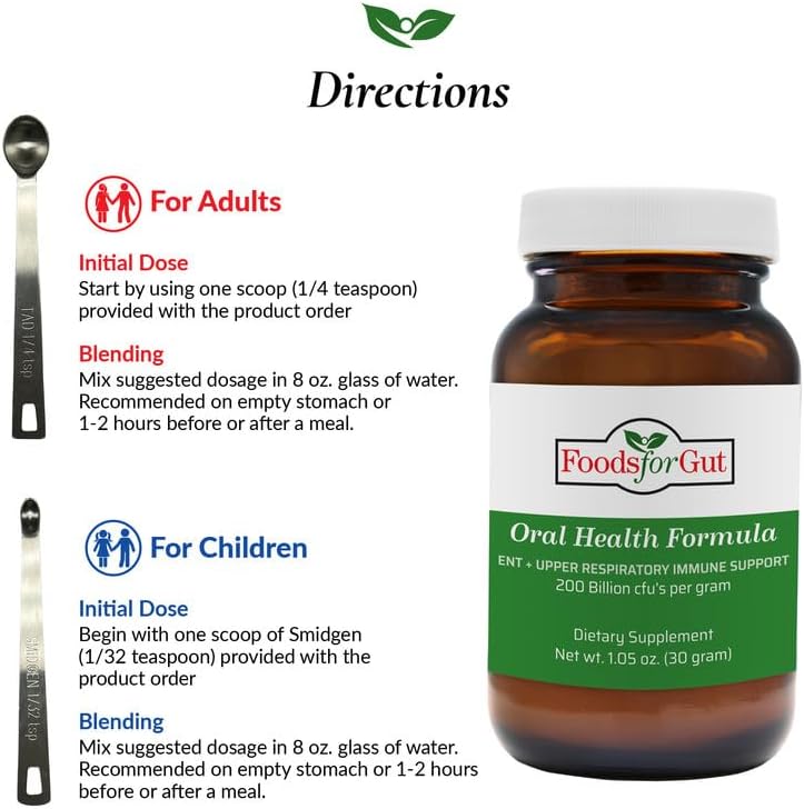 Foods For Gut Oral Care Probiotics Powder 200 Billion CFU | Made in USA | No Additives | Direct from Manufacturer | No Third-Party Storage | ENT & Upper Respiratory Immune Support | 30 Grams (1.05 Oz) - Image 5