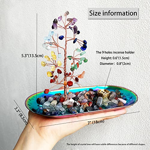 Crystal Incense Holder For Sticks With Ash Catcher Tray Colorful Chakra Healing Crystal Tree Lucky Money Tree For Meditation, Yoga, Home Decor (Colourful) #TOP6
