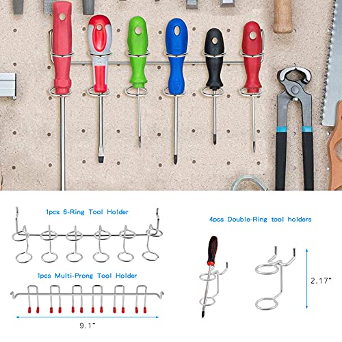 Faankiton 138 Stück Pegboard Hook Sortiment, Stecktafelhaken Sortiment, Stecktafel Zubehör, Werkzeuglochwand Haken, Lochplatten Haken Set, Lochwandhaken Set für 1/8 und 1/4 Zoll Pegboard