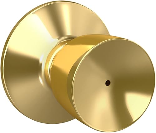 Schlage F40 V BEL 605 - Pomo de puerta de campana, cerradura de privacidad para cama y baño, latón brillante Schlage F40 V BEL 605 - Pomo de puerta de campana, cerradura de privacidad para cama y baño, latón brillante