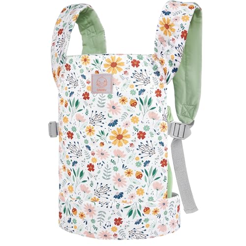 GAGAKU Puppentrage Babytrage für Puppen Bauchtrage Puppe Kinder Babytrage Spielzeug Trage Puppen Zubehör - Grün - Kiefernzapfen