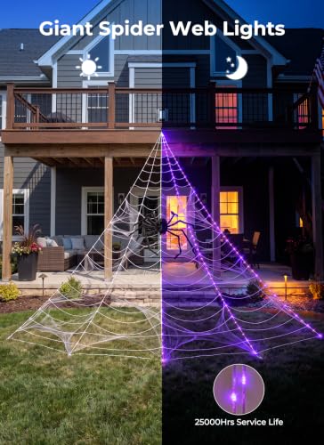 Halloween Decorations Spider Web Lights, 255 LED 16.4Ft  - image 2