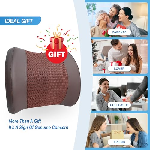 Lofty Aim Memory Foam Lumbar Support Cushion Relieves Lower Back Pain for Car Seat, Office Chair, and Wheelchair, 4D Mesh, Brown