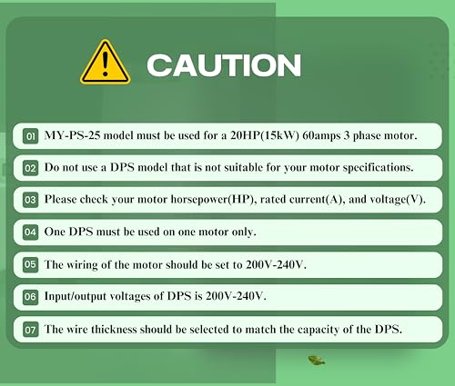 DPS Used for 20HP(15kW) 60A Motor, Single to 3 Phase Converter, MY-PS-25, One DPS Must Be Used for One Motor Only, Input/Output 200-240V, UL Listed