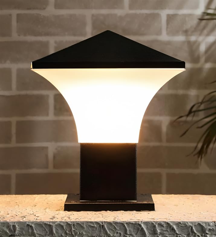 Image of Areezo Waterproof Outdoor Gate Light for Main Gate Pillar - Modern LED /Holder Based Lamp for Home, Garden & Balcony (Pack of 4, Phantom Black)