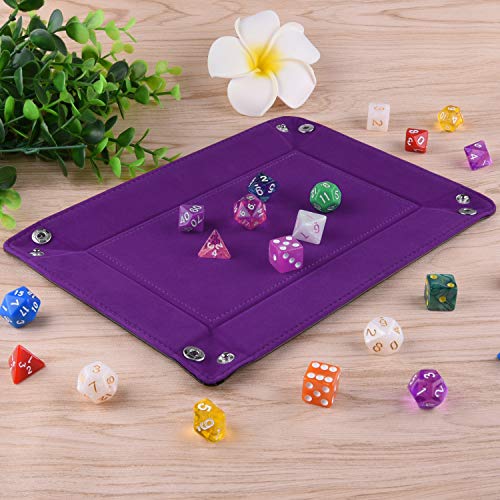 Siquk Double Sided Dice Tray Folding Rectangle Pu Leather And Dark Violet Velvet Dice Holder #TOP4