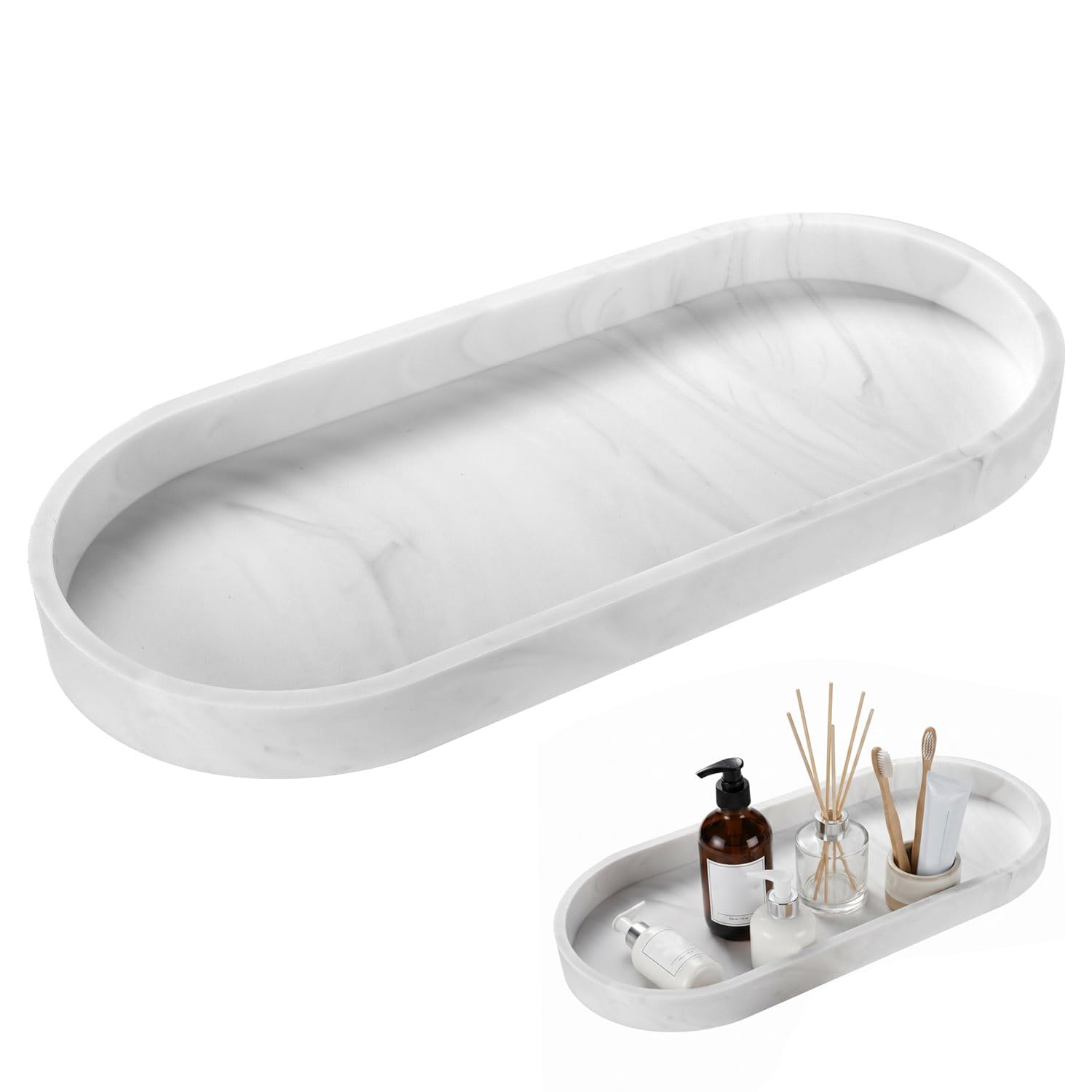 Bathroom Tray Silicone Oval Vanity Tray Small Trays Soap Dispenser Tray Bathroom Vanity Tray Sink Tray Bathroom Tray Organiser for Cosmetic Perfume