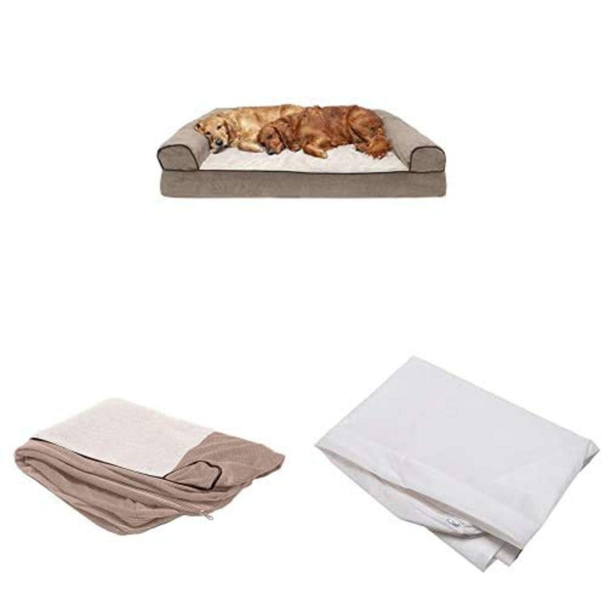 Furhaven Pet Bundle Jumbo Plus Cream Orthopedic Faux Fleece