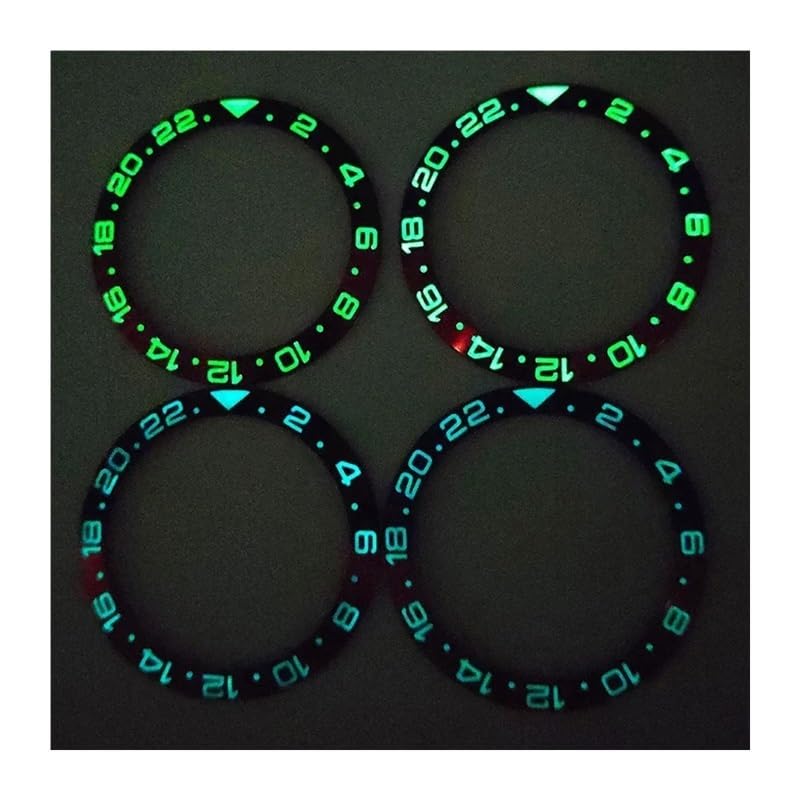 1 szt. 38 mm x 30,5 niebiesko-zielony świecący aluminiowy pierścień do zegarka pasuje SKX007 SKX009 automatyczny mechanizm męski części wkładki