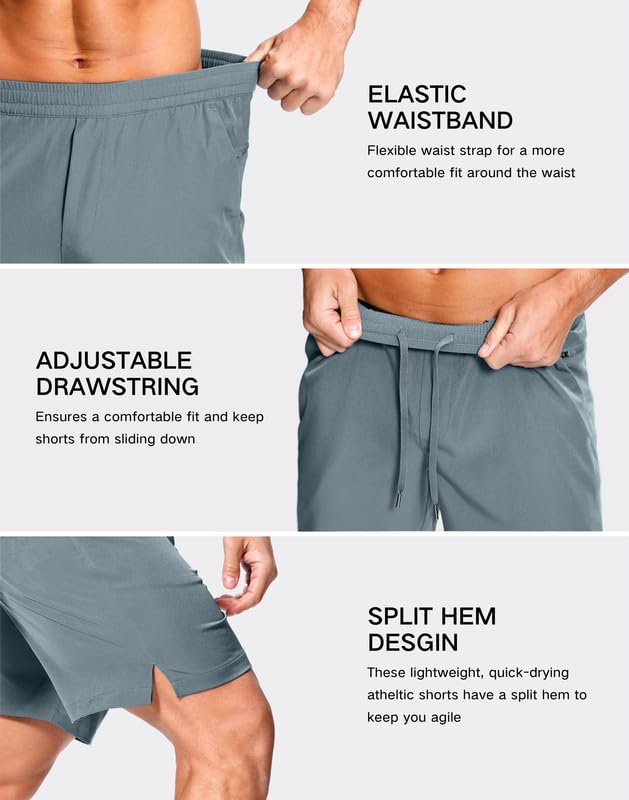Image of GGJ Men's Lightweight Athletic Shorts with 2 Zipper Pockets 7 inch /9 inch /5 inch Gym Workout Running Quick Dry Tennis Shorts for Men