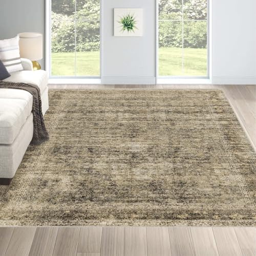 LOOMY 8x10 Area Rug - Extra Thick Plush Washable Rug for Living Room & Bedroom, Large Faux Wool Rugs with Non-Slip Backing & Vacuum-Friendly