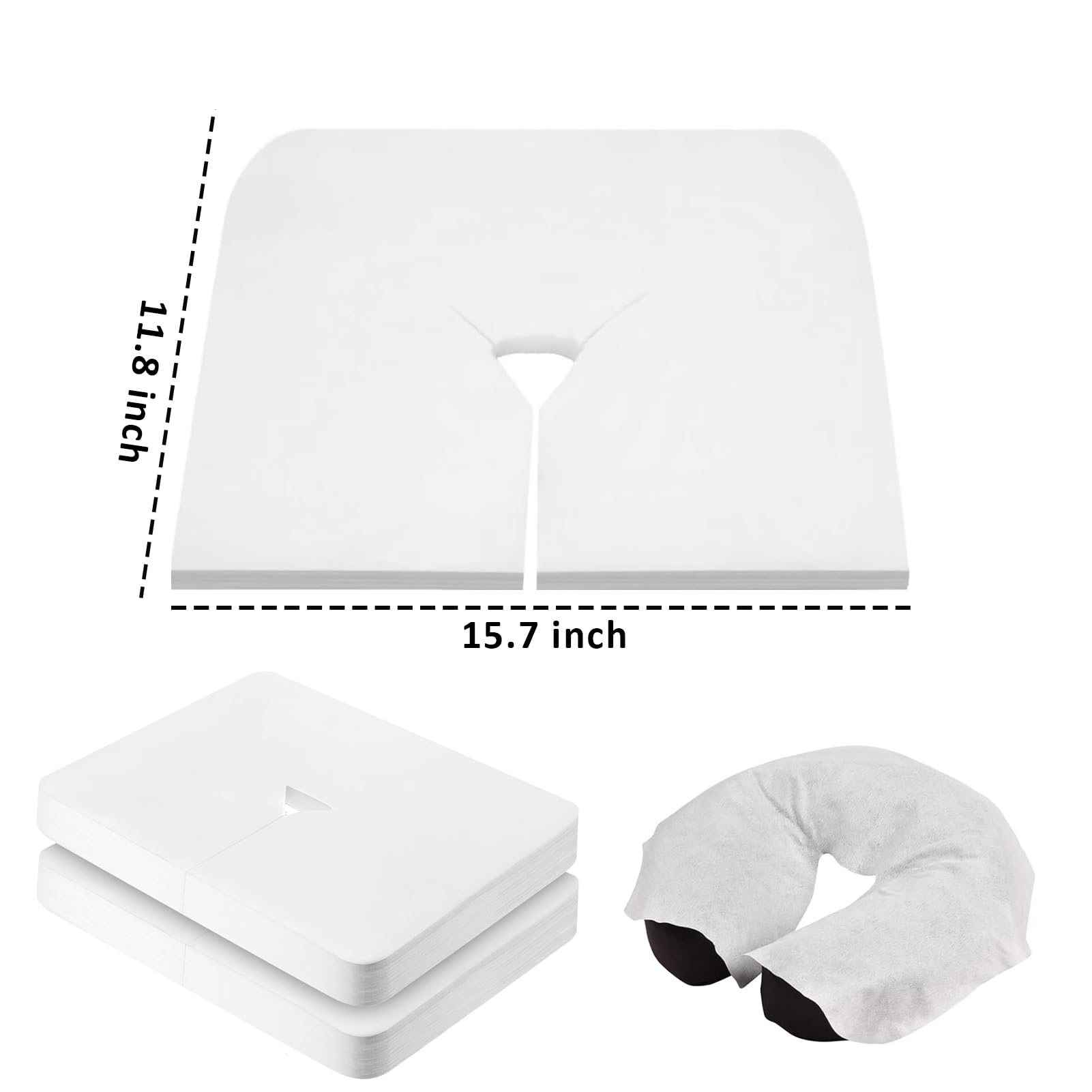 500 coperture monouso per culla facciale – Qualità medica SPA – Copri poggiatesta per tavoli massaggianti 15,7 x 11,8 pollici / 40 x 30 cm (bianco)