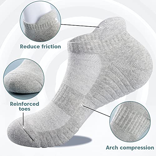 Image of TANSTC Athletic Running Ankle Socks,6Pairs Cushioned Low Cut Anti-Blister Tab Sports Sock Men Women